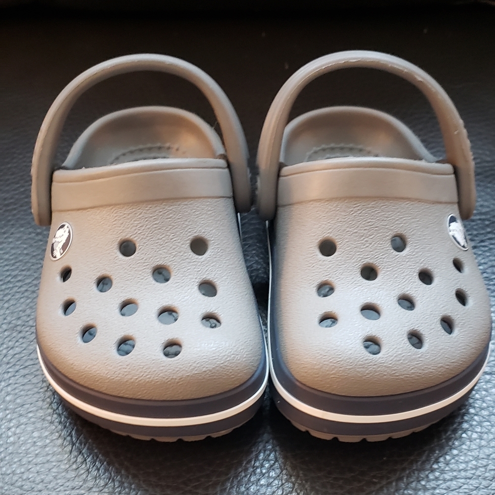 Crocs, NWOT, Grey and Navy, Toddler size 4
